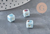 Light blue ceramic cube beads 8mm, x5 (G11240)
