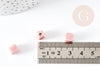 Perles cube céramique rose 8mm, perles porcelaine création bijoux, x5 G9150