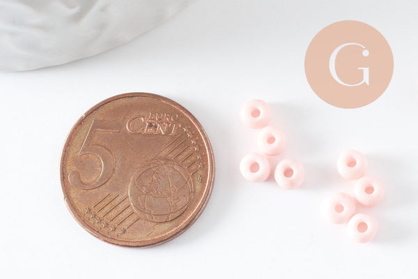 Perles de rocaille verre rose pastel 4.5mm, x10g (G7794)