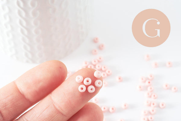 Perles de rocaille verre rose pastel 4.5mm, x10g (G7794)