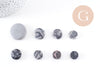 Perles disque jaspe naturel gris marbré 11-26mm, x5 (G10147)