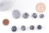 Perles disque jaspe naturel gris marbré 11-26mm, x5 (G10147)