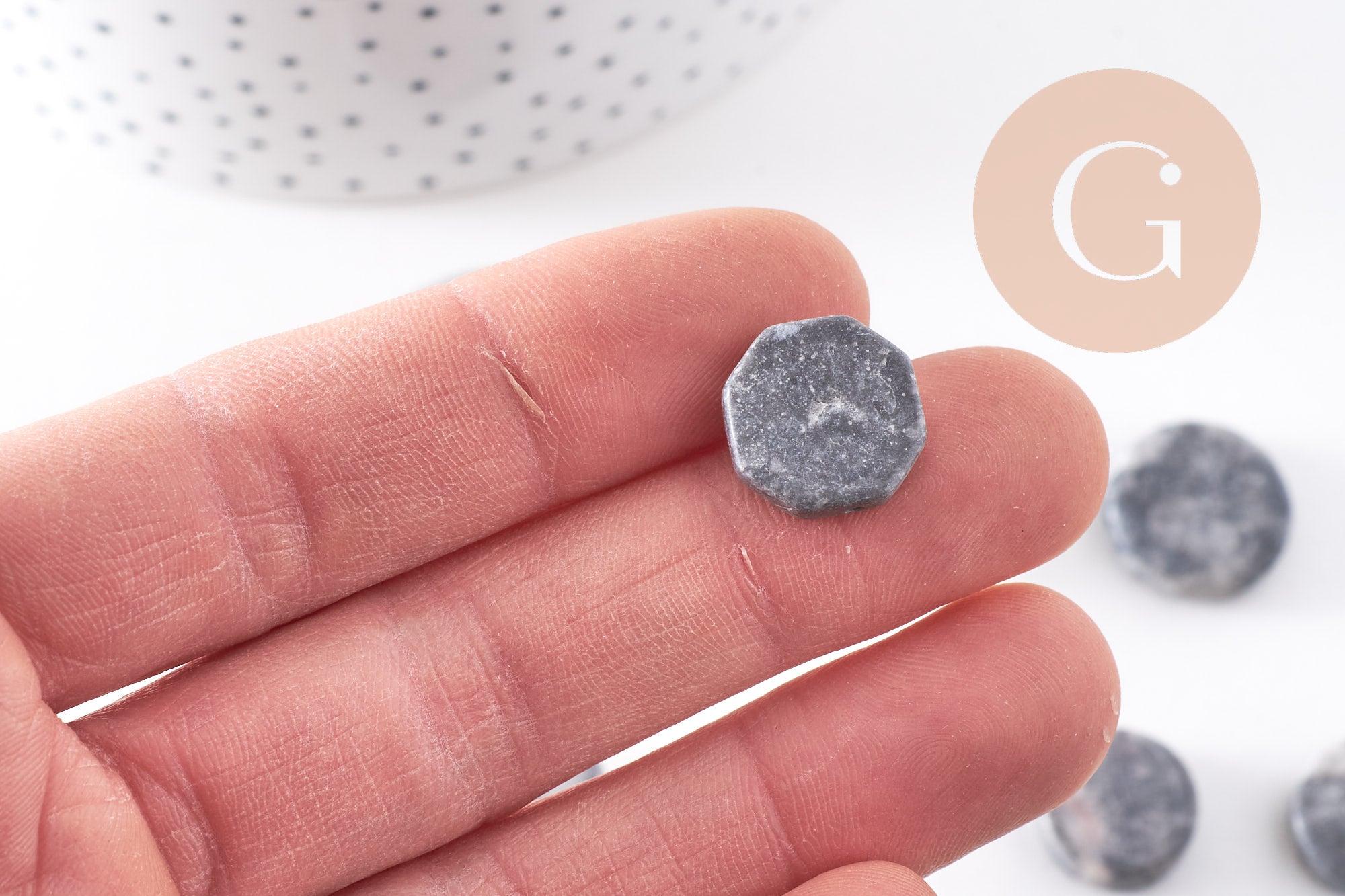 Perles disque jaspe naturel gris marbré 11-26mm, x5 (G10147)
