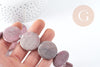 Perles disque jaspe rose naturel 25mm,création boucles et colliers pierre naturelle, x5 (G8276)