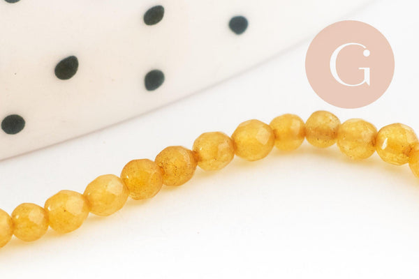 Perles en Agate jaune 2mm, perles facettes Agate, pierres précieuses, perles bijoux, fil de 39cm, x1 (G4658)