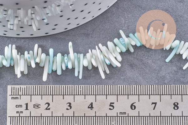 Perles en corail turquoise,perles corail, corail naturel,perle coquillage,coquillage bleu, fil 38cm x1 (G0987)