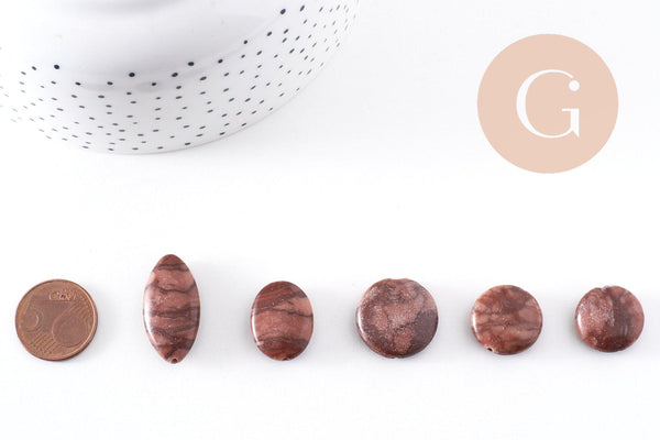 Perles en jaspe sésame zébré naturel marron, x1 fil de 38cm (G10244)