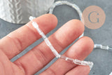 Perles facette rectangulaire verre irisé transparent, verre, rectangle, fil de 54cm, x1 (G2324)