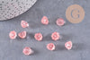 Perles fleur verre rose corail 11mm, perles verre tchèque, perles fleur, verre violet, x10 (G4584)
