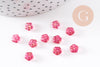 Perles fleur verre tchèque rouge et or 6x3mm, x10 (G4195)