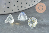 Perles fleur verre transparent opalescent 11 mm, perles verre tchèque, perles fleur, x10 (G9820)