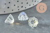 Perles fleur verre transparent opalescent 11 mm, perles verre tchèque, perles fleur, x10 (G9820)