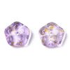 Perles fleur verre violet et or, perles verre tchèque, perles fleur, verre violet, 6x3mm, x10 (G4196)