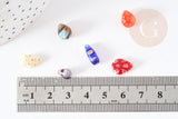 Perles goutte verre millefiori 10-17mm, perle verre artisanale verre pour création bijoux, x5 (G1943)