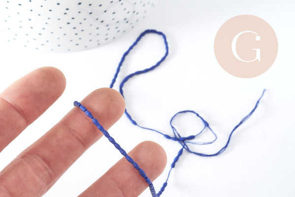 Perles grain de riz howlite naturelle bleu 2mm, perle pierre pour création de bijoux, x1 fil de 30cm (G7264)