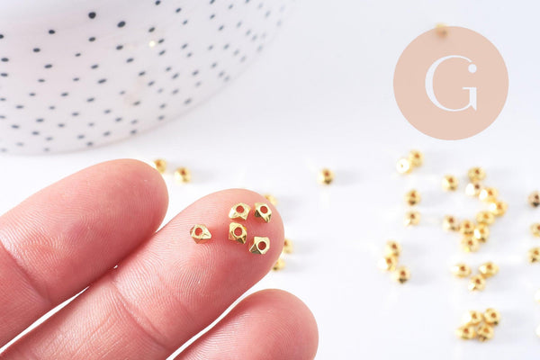 Perles hexagonale intercalaires facetté zamac doré 4x3.5mm, x50 (G10685)