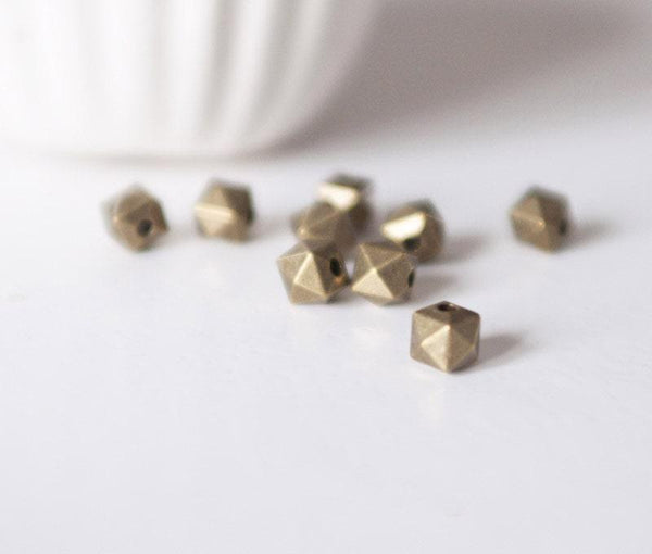 Perles hexagone zamac bronze intercalaires 4mm, x10 (G2754)