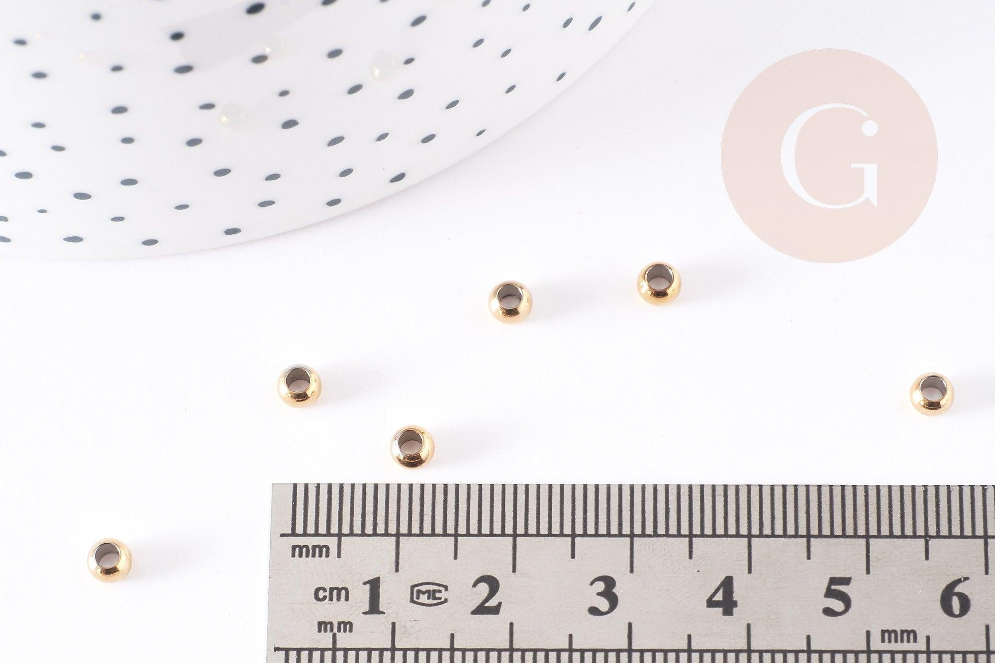 Perles à écraser acier inoxydable 304 Doré 4mm,perles dorées en acier ,acier doré, x100 (13.5G) G1177