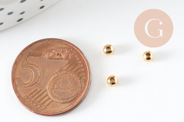 Perles intercalaires acier inoxydable Doré 3mm, x10 / x100 (G2306)