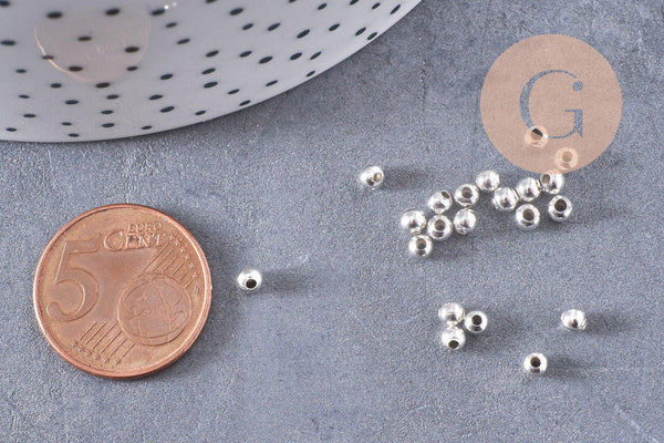Perles intercalaires argentées,perles argent, métal argenté, 3mm-, x 5Gr (G1322)