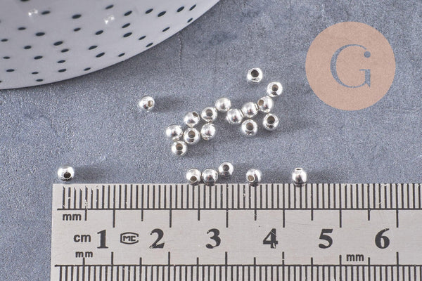 Perles intercalaires argentées,perles argent, métal argenté, 3mm-, x 5Gr (G1322)