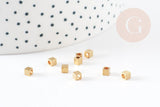 Perles intercalaires carré laiton brut,3mm, x100 (G3156)