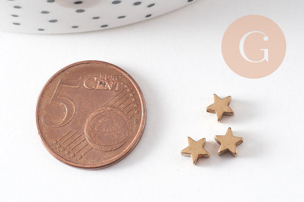 Perles intercalaires étoiles laiton brut 4.5mm, x30 (G1494)