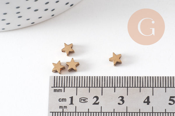 Perles intercalaires étoiles laiton brut 4.5mm, x30 (G1494)