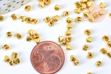 Perles intercalaires facettées doré cœur 3.5mm, perles doreés, x50 (G5577)