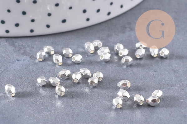 Perles intercalaires facettées en argent tibétain, perles argentées, x 50-100-200,3mm, (G1894)
