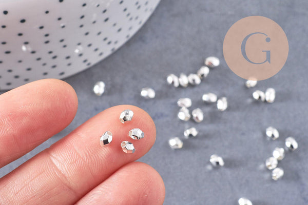 Perles intercalaires facettées en argent tibétain, perles argentées, x 50-100-200,3mm, (G1894)