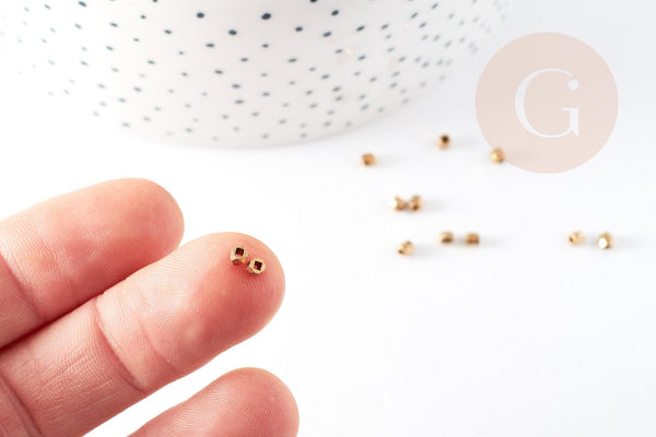 Perles intercalaires facettées laiton brut 2.5mm, x100 (G0032)