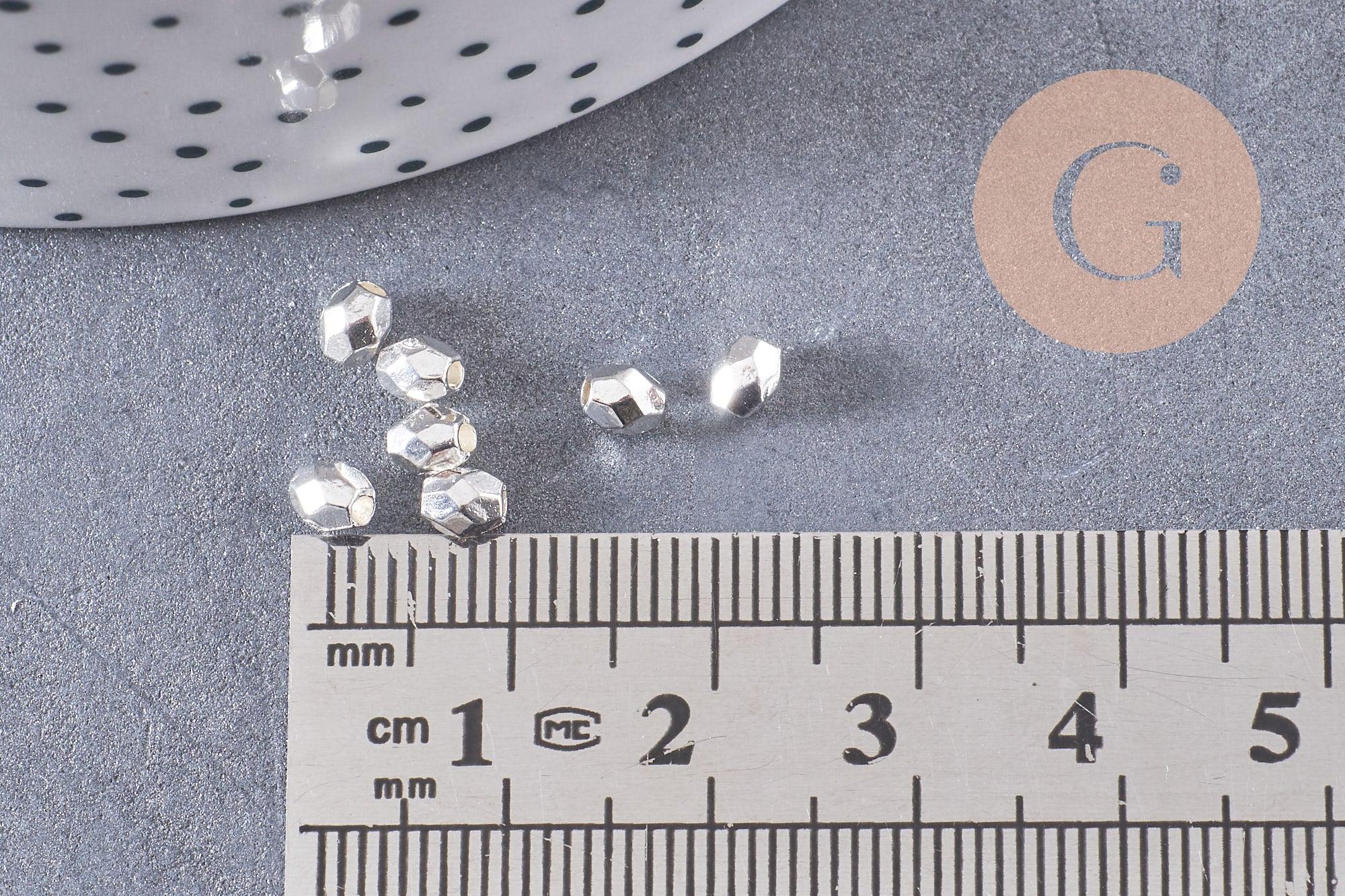 Perles intercalaires facettées zamac argenté 3mm, x 50-100-200 (G1894)