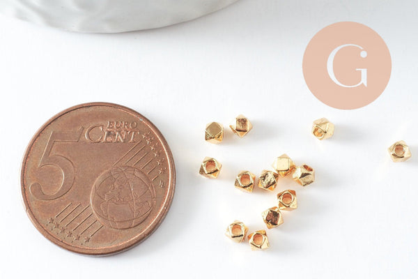 Perles intercalaires facettées zamac doré 2.5mm, x50 (G9831)