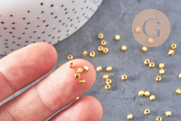 Perles intercalaires hexagone facettées zamac doré 3.5mm, x50 (G10809)