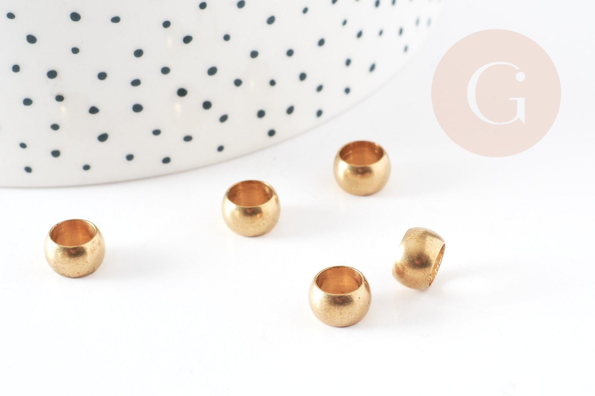 Perles intercalaires laiton brut, fournitures créatives, perles dorées, laiton brut, 9mm, x10 G4776