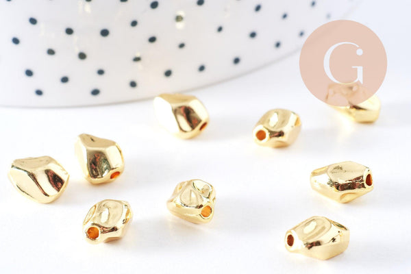 Perles intercalaires nuggets zamac doré 9.5x7mm, x10 (G10653)