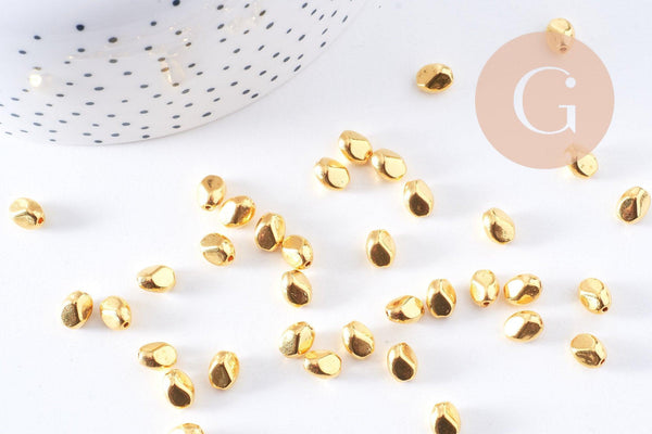 Perles intercalaires nuggets zamac doré vieilli 6x5mm, x40 (G10686)
