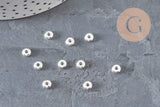 Cuentas espaciadoras redondas de acero inoxidable 304 plateado de 5 mm, x10 (G11173)