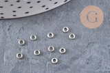 Perles intercalaires rondelles fleurs acier 304 inoxydable platine 3mm, x10 (G10855)