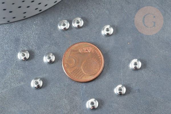 Perles intercalaires rondelles laiton argenté 6x2mm, x50 (G7910)