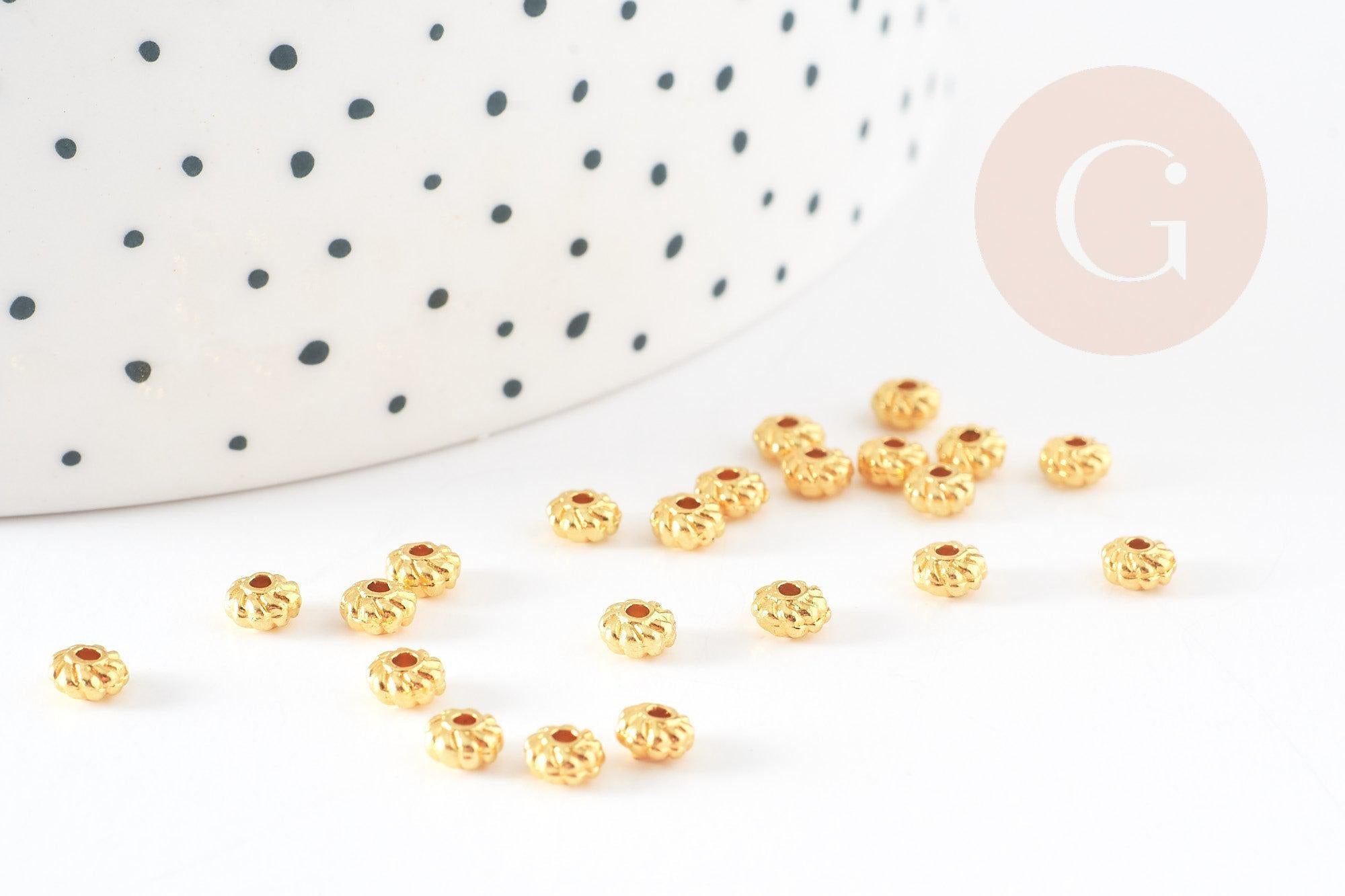 Rondelles laiton doré, perles dorées, perles intercalaires, Perle ,4mm, x 10Gr (G5598)