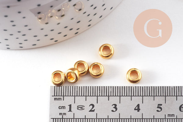 Perles intercalaires rondelles zamac doré 7mm, x50 (G10938)