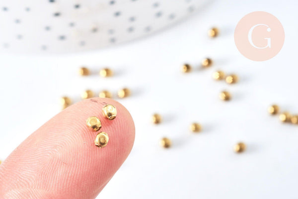 Perles intercalaires rondes en laiton brut 2.5 mm, x100 (4g) (G5977)