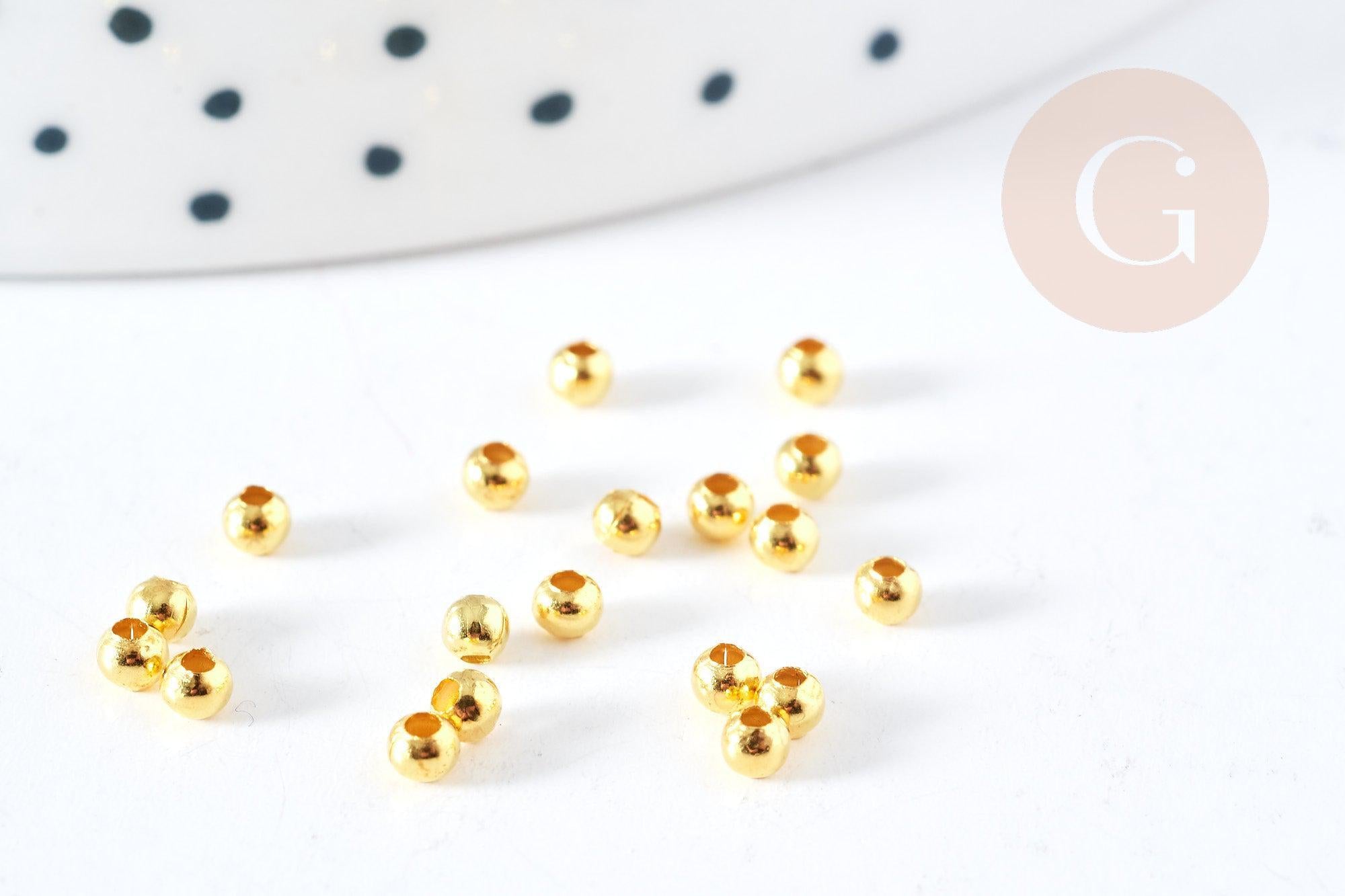 Perles intercalaires rondes laiton doré 2.4mm, x 1Gr (G9841)