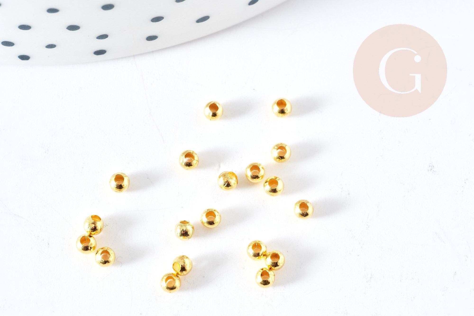Perles intercalaires rondes laiton doré 2.4mm, x 1Gr (G9841)