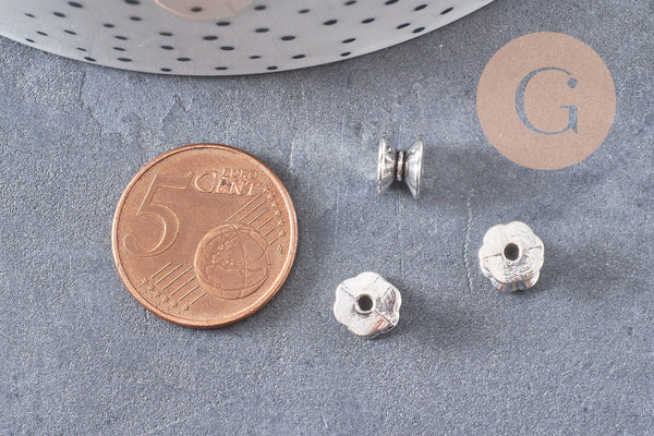 Perles intercalaires tube argent vieilli 7mm x10, (G1438)