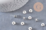 Perles intercalaires tube argent vieilli 7mm x10, (G1438)
