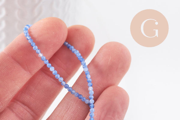 Perles jade bleu 2mm, jade naturel, perle pierre,fournitures créatives, pierre précieuse,perles bijoux,2mm,fil de 40 cm-(G1125)