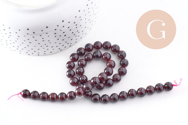 Perles jade bordeaux 2mm, jade naturel, perle pierre, pierre précieuse,8mm,fil complet de 38,5 cm (G2907)